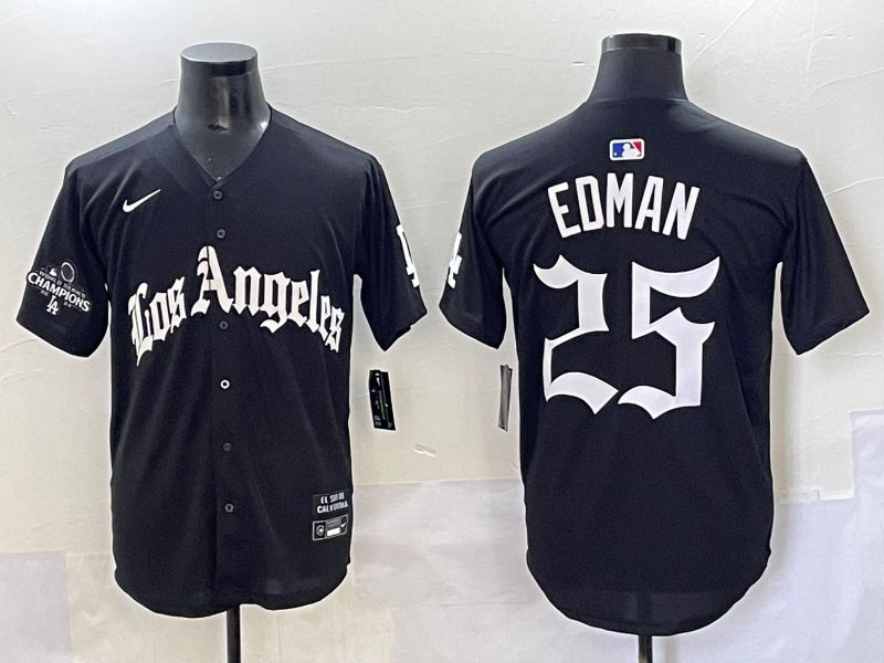 Men 2025 Los Angeles Dodgers #25 Edman Black Five generations Joint Name Nike MLB Jersey style 2->los angeles dodgers->MLB Jersey